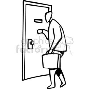 300x300 Royalty Free Black And White Older Woman Going Through A Door