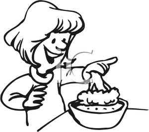 300x267 Art Image A Woman Dipping Broccoli In Black And White