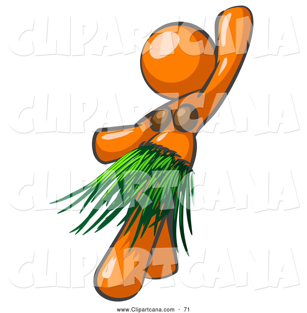 1024x1044 Vector Clip Art Of A Shiny Orange Hula Dancer Woman In A Grass