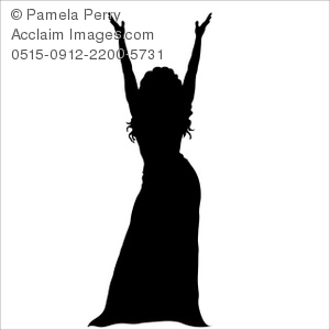 300x300 Clip Art Illustration Of Silhouette Of A Female Entertainer Onstage