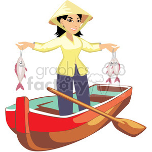 300x300 Royalty Free Asian Female Fishing 393646 Vector Clip Art Image