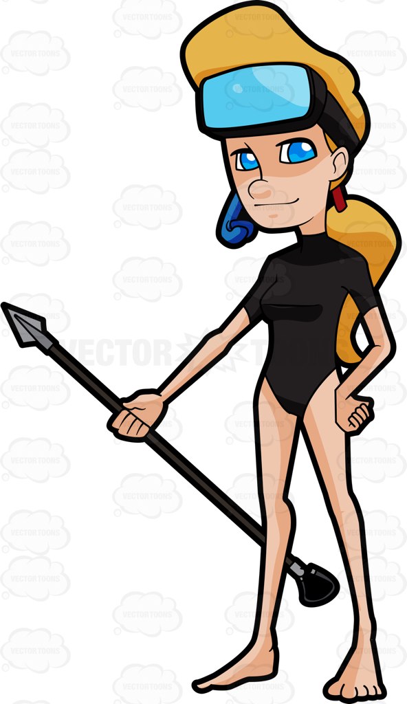 592x1024 A Woman Getting Ready To Catch A Fish While Snorkeling Cartoon