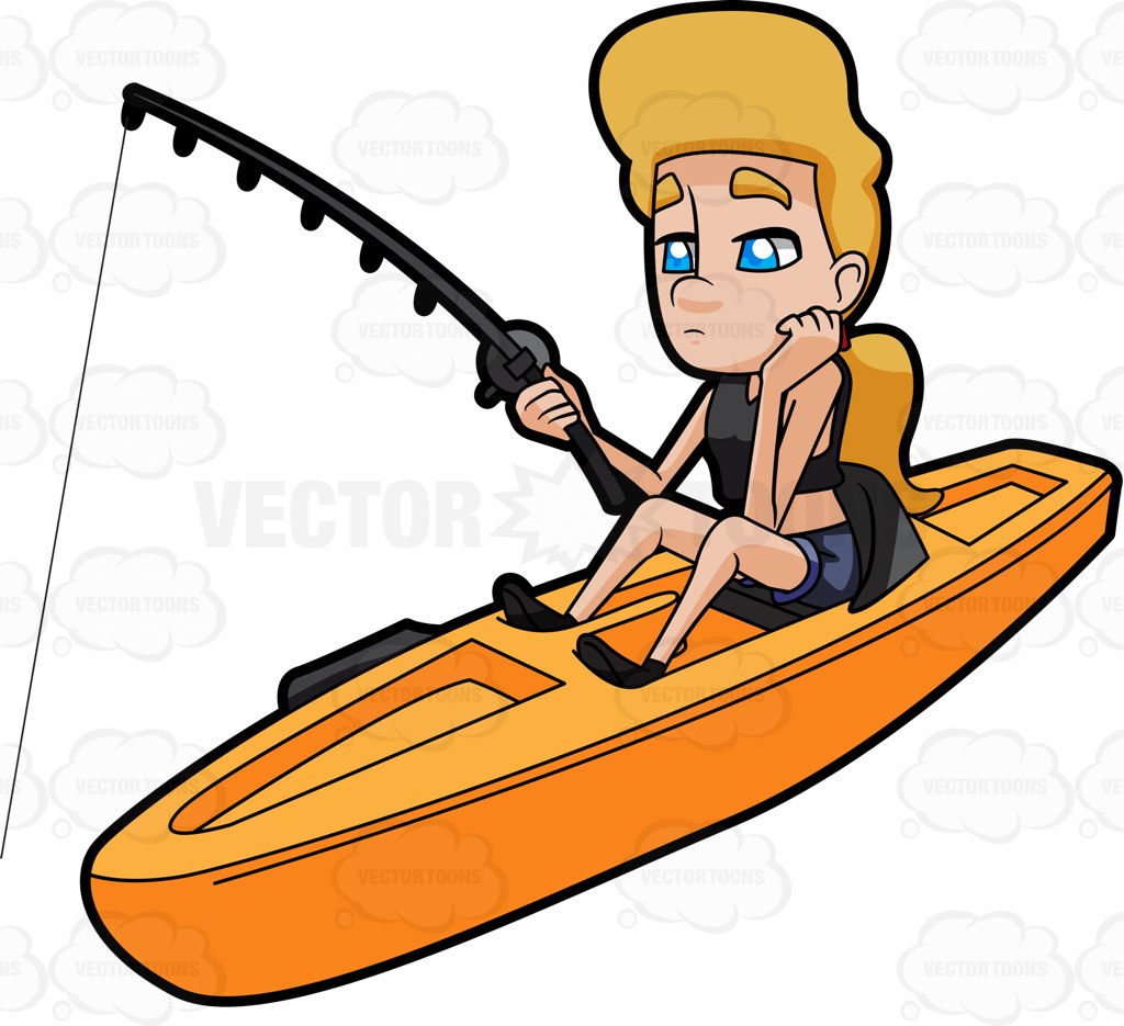 1024x935 A Woman Having Bad Luck At Fishing Cartoon Clipart