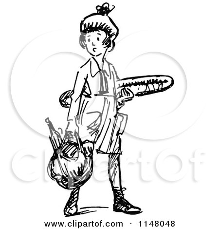 450x470 Clipart Of A Retro Vintage Black And White Nervous Woman Looking