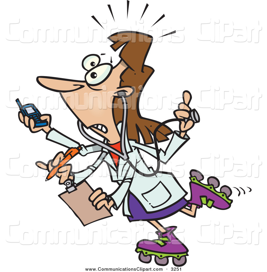 1024x1044 Communication Clipart Of A Nervous Female Doctor With 4 Arms Multi