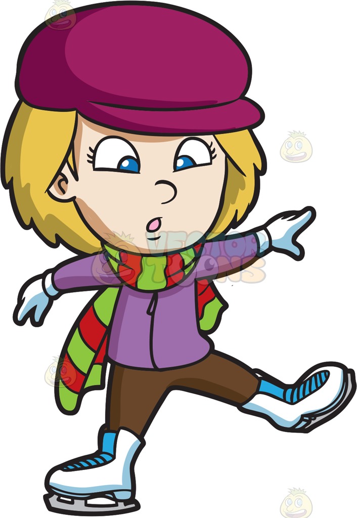 706x1024 A Nervous Girl Learning How To Skate Cartoon Clipart