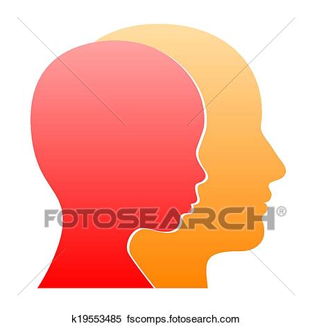 450x470 Clipart Of Man And Woman Face Profile Silhouette. Vector K19553485