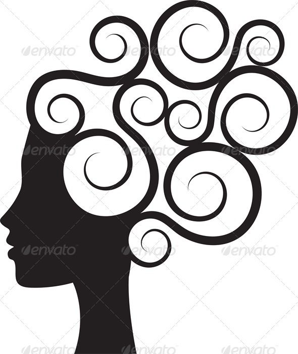 590x702 Silhouette Of Woman's Profile With Curly Hair By Prikhnenko