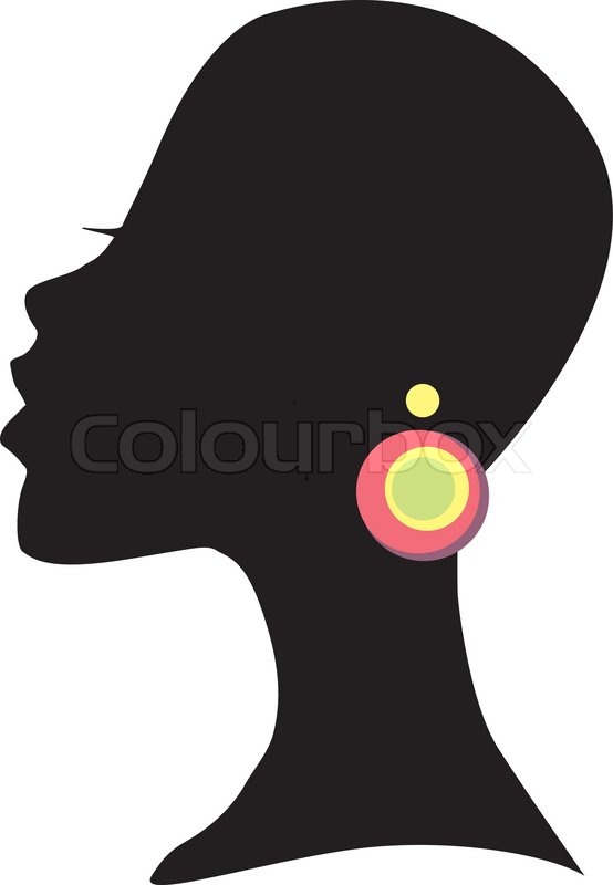 554x800 African Inspired Female Profile Silhouette With Fun Earring Accent