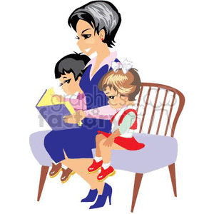 300x300 Royalty Free A Woman Reading A Story With Two Small Children