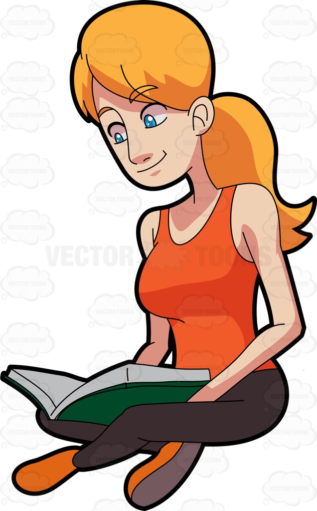 636x1024 A Woman Takes A Break To Read A Book Cartoon Clipart