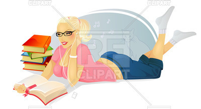400x217 Young Woman Reading A Book While Lying On Floor Royalty Free