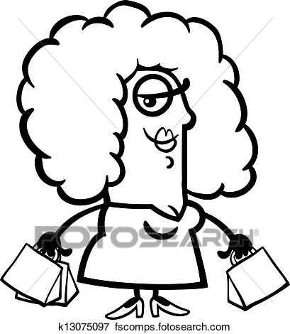 409x470 Clip Art Of Happy Woman With Shopping Bags Cartoon K13075097