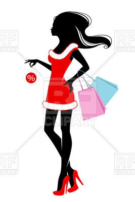 267x400 Silhouette Of Slender Woman With Shopping Bags Royalty Free Vector