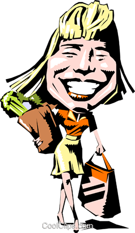 278x480 Cartoon Woman Shopping Royalty Free Vector Clip Art Illustration