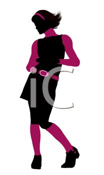 209x350 Clip Art Of A Stylishly Dressed Woman Wearing Black And Pink