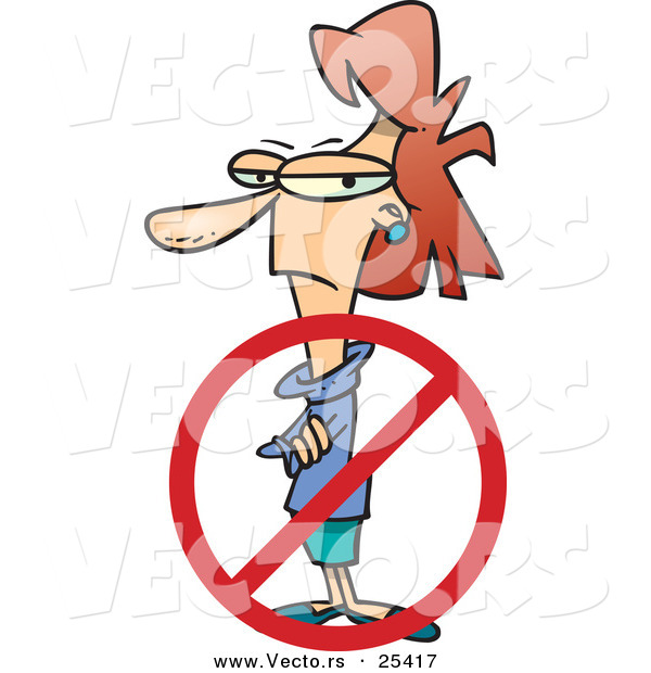 600x620 Vector Of A Mad Cartoon Woman Standing Behind A Red Rejection
