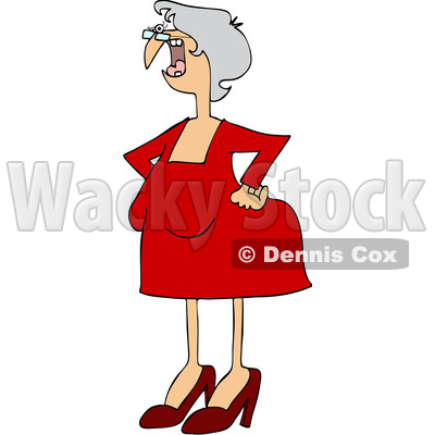 400x400 Of A Cartoon Old White Woman Shouting And Standing With Her Hands