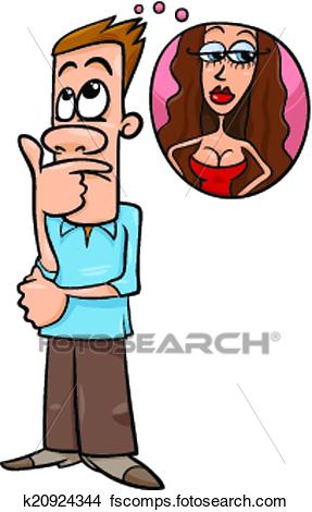 287x470 Clipart Of Man Think About Woman Cartoon K20924344