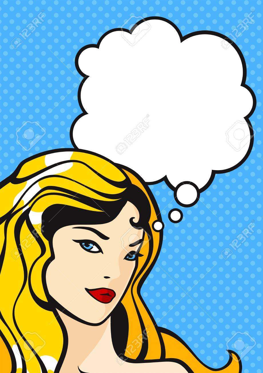 919x1300 Illustration Of A Thinking Comics Style Girl Royalty Free Cliparts