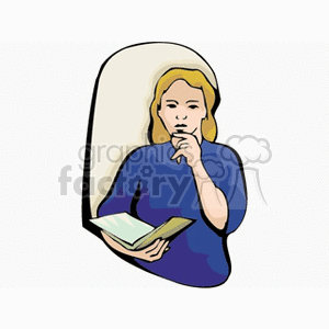 300x300 Royalty Free A Woman Thinking About The Book She Is Reading 139665