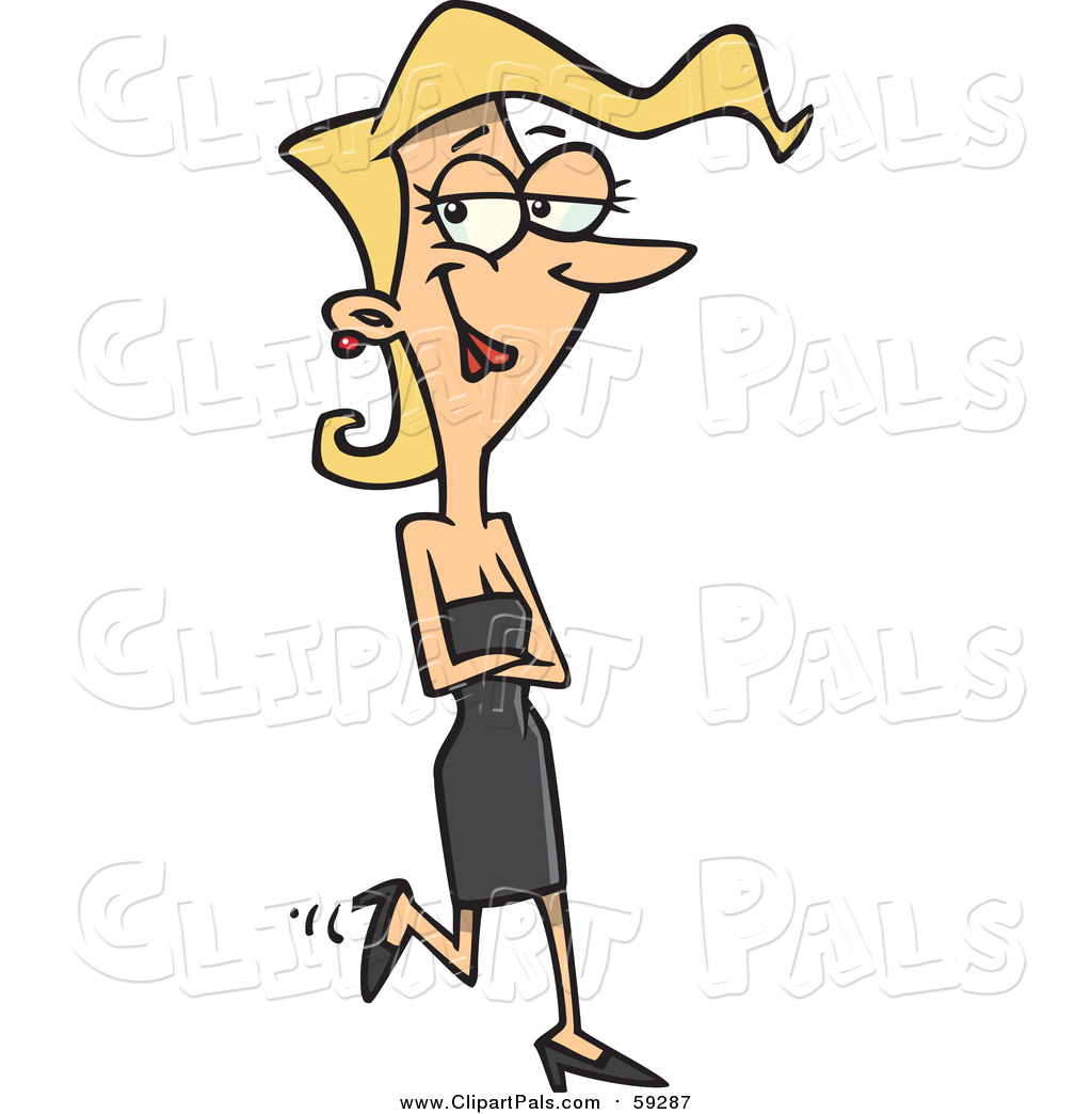 1024x1044 Pal Clipart Of A Pretty Blond Woman Walking In A Black Dress By