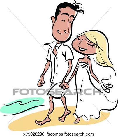 405x470 Stock Illustration Of Man And Woman Walking Down Beach X75028236