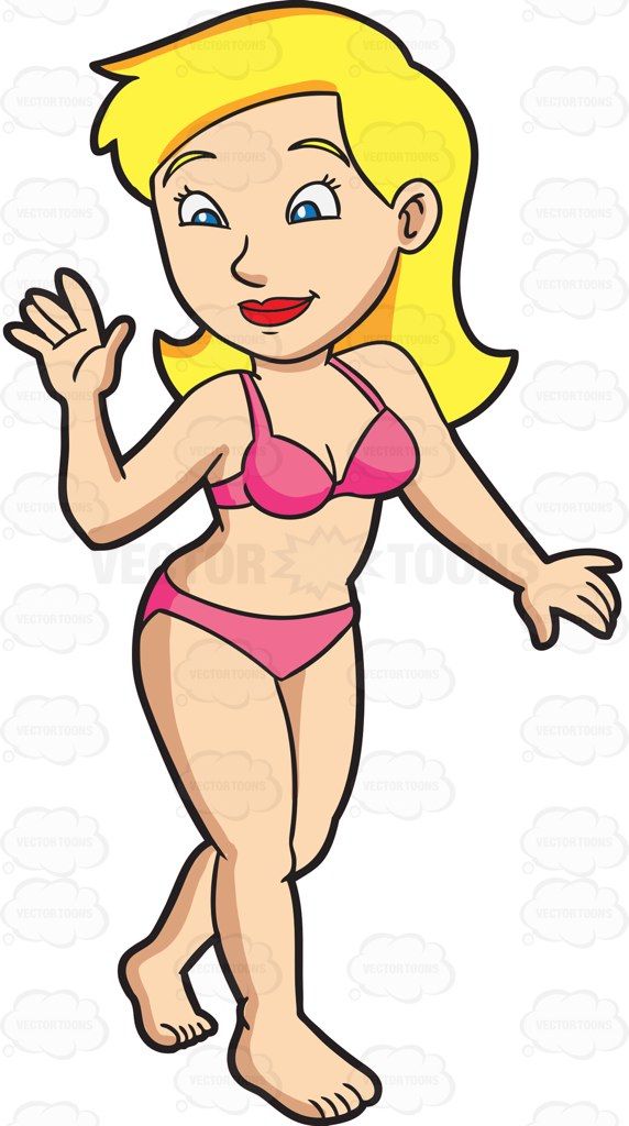 572x1024 A Confident Woman Walking In Her Bikini Produkter, Tecknad Serie