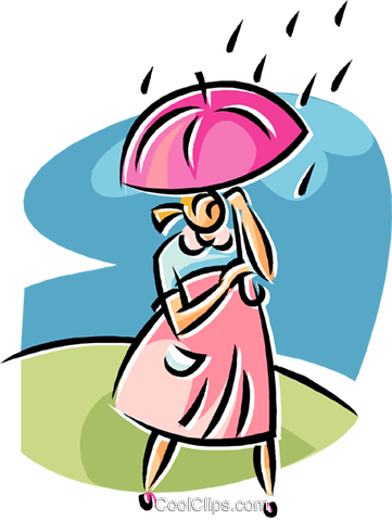 361x480 Woman Walking In The Rain Royalty Free Vector Clip Art