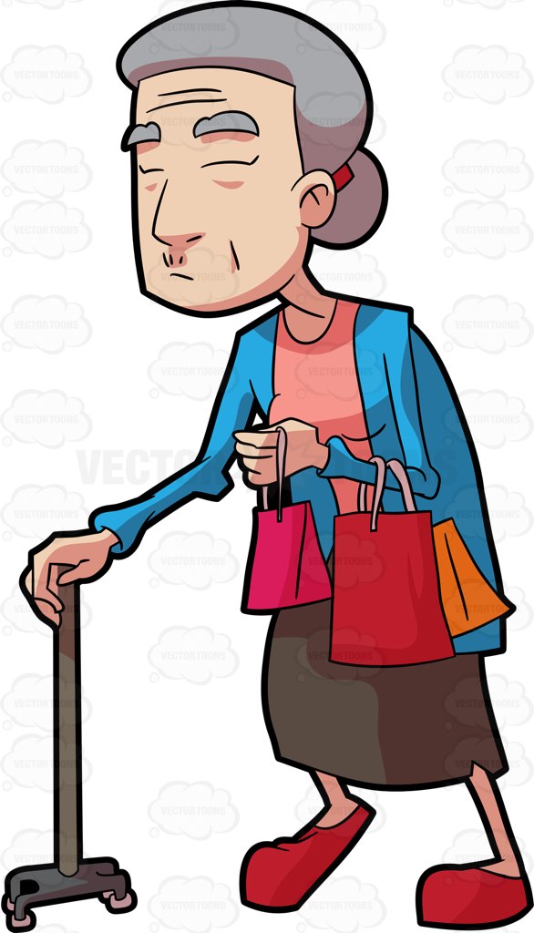 586x1024 A Grandma Walking With Her Shopping Bags