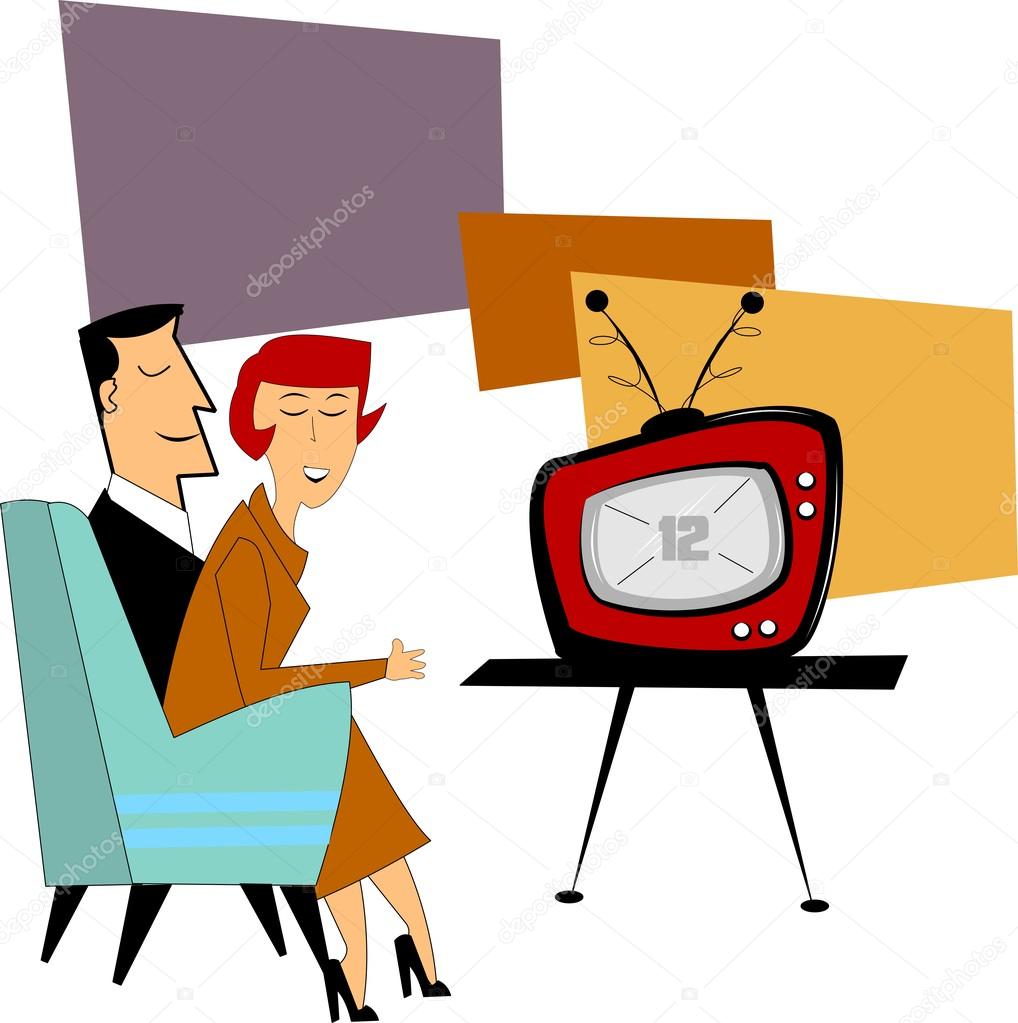 1018x1023 Couple Watching Tv Stock Vectors, Royalty Free Couple Watching Tv