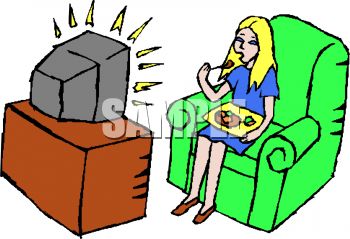 350x239 Woman Eating A Frozen Dinner In Front Of The Television