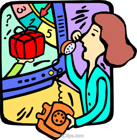 469x480 Woman On The Phone Watching Tv Royalty Free Vector Clip Art