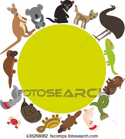 424x470 Clipart Of Round Frame For Text Animals Australia Echidna