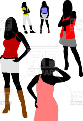 274x400 Set Silhouettes Of Women Models Royalty Free Vector Clip Art Image