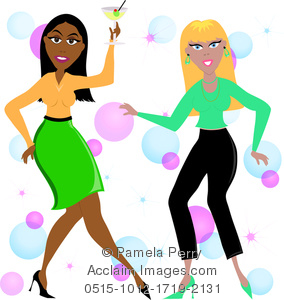 284x300 Clip Art Image Of Two Women Having Fun
