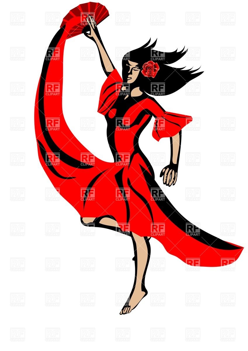 849x1200 Young Woman Dancing Flamenco Royalty Free Vector Clip Art Image