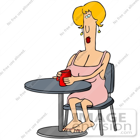450x450 Clip Art Graphic Of A Pretty Blond Woman In A Pink Dress, Sitting