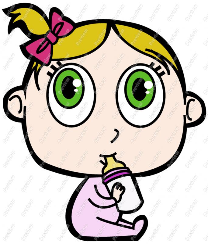 684x800 Cute Baby Girl Drinking From Bottle Clip Art
