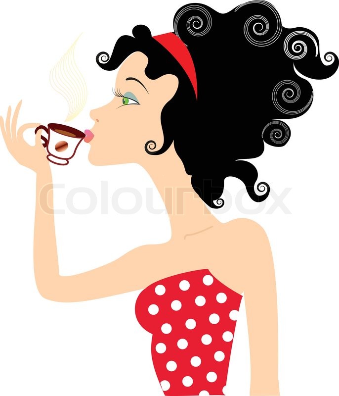 686x800 Vector Woman Drink Coffee Stock Vector Colourbox