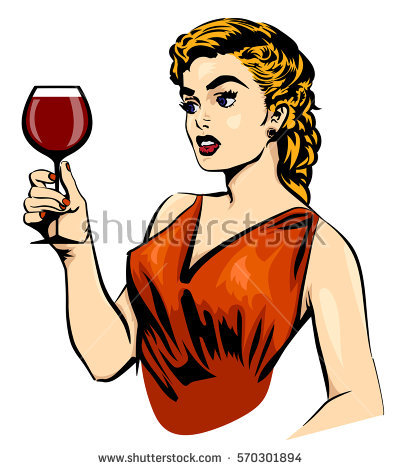 401x470 Middle Aged Woman Drinking Wine Clipart