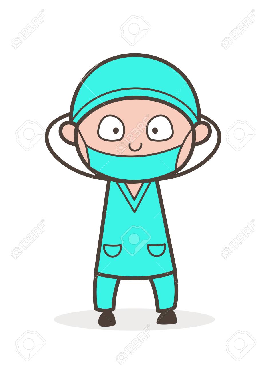 940x1300 Cartoon Surgeon Wonder Face Vector Illustration Royalty Free
