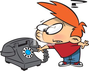 350x282 Cartoon Of A Boy Wondering What A Rotary Phone Is