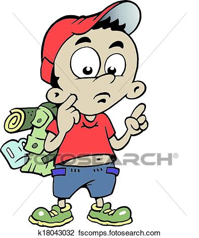 394x470 Clipart Of Wondering Schoolboy Pointing K18043032