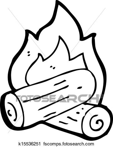 362x470 Clipart Of Cartoon Burning Wood Logs K15536251
