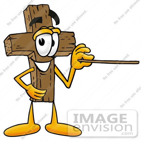 450x450 Cliprt Graphic Of Wooden Cross Cartoon Character Holding