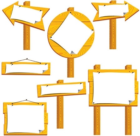 448x433 Wood Signboards Collection Various Shapes Blank Types Free Vector