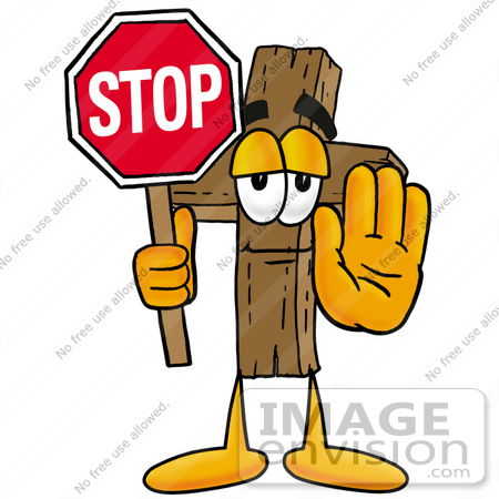 450x450 Cliprt Graphic Of Wooden Cross Cartoon Character Holding