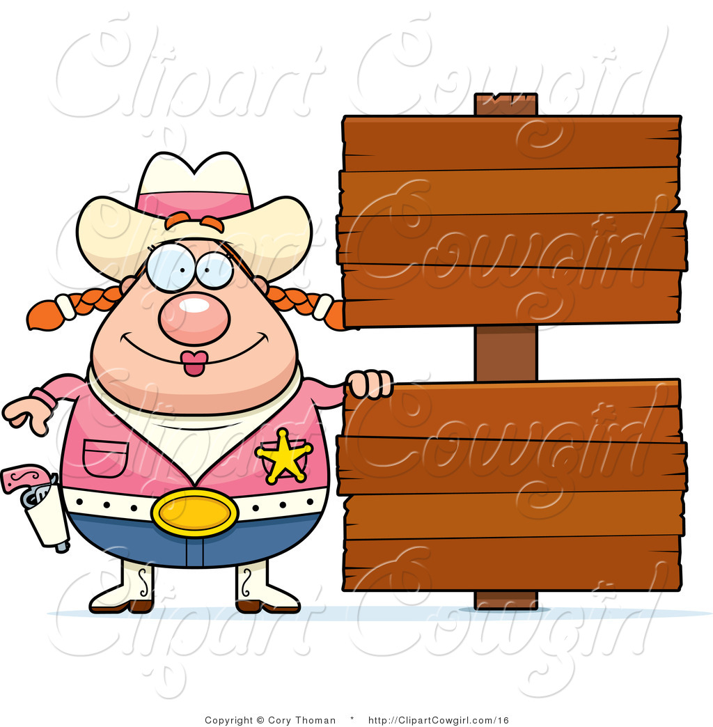 1024x1044 Clipart Of A Chubby Cowgirl Sheriff By Two Wooden Signs By Cory