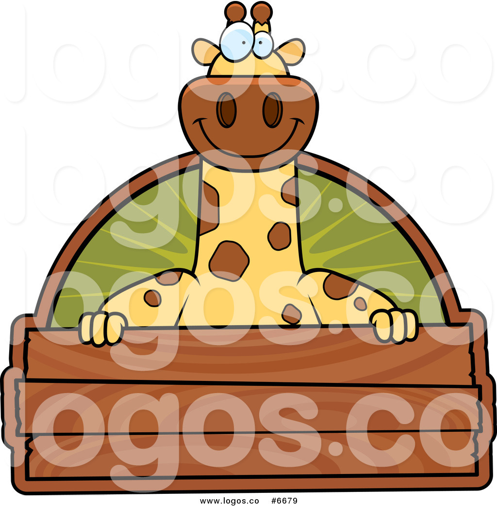 1024x1044 Royalty Free Clip Art Vector Logo Of A Giraffe With A Wooden Sign